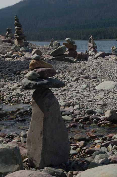 a beach of cairns, McDonald Lake Lodge